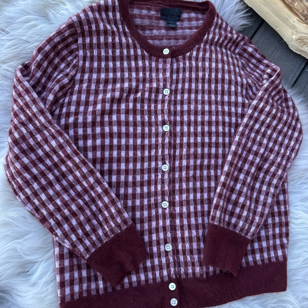 J. Crew Collection Italian Cashmere Gingham Cardigan